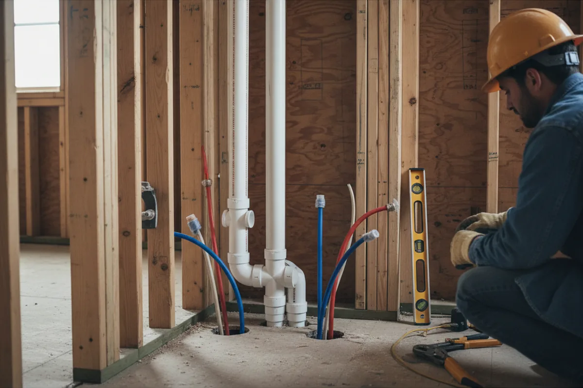 Drain and supply rough-in during Leak Detection in Lakehurst