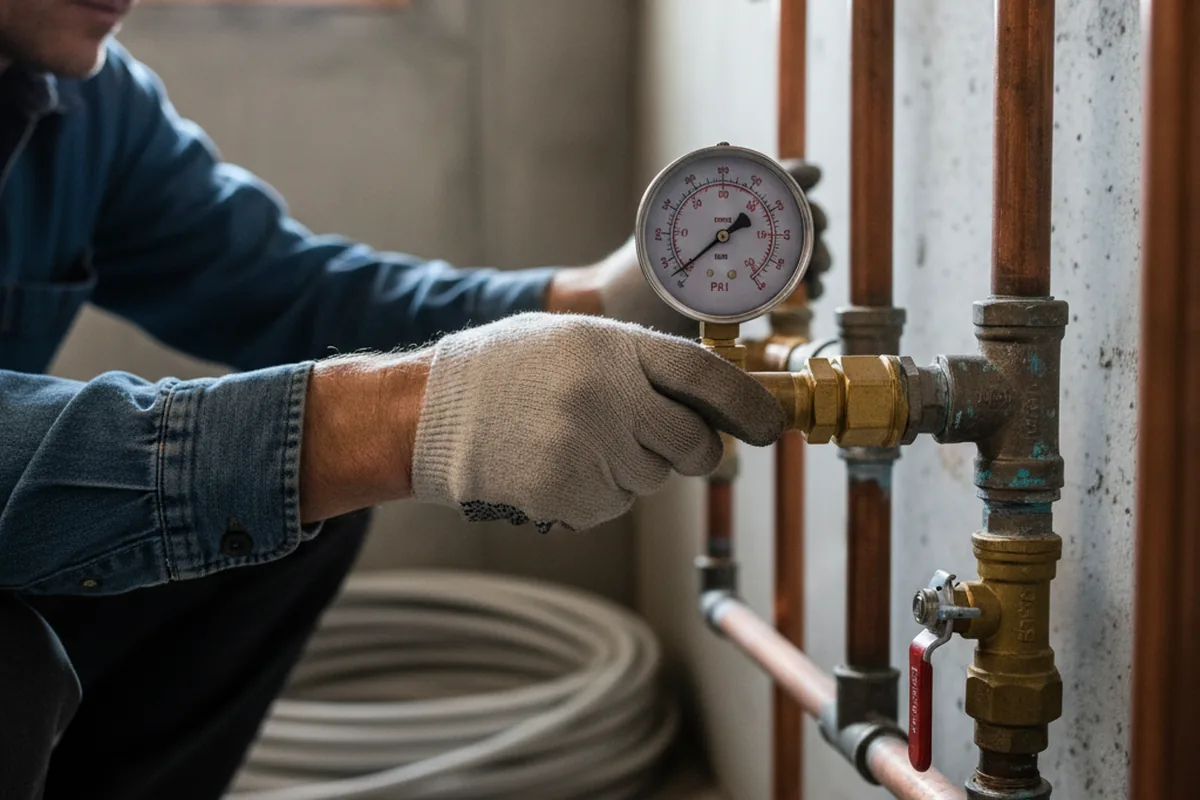 Pressure testing a repaired line during Water Line Repair in Lakehurst